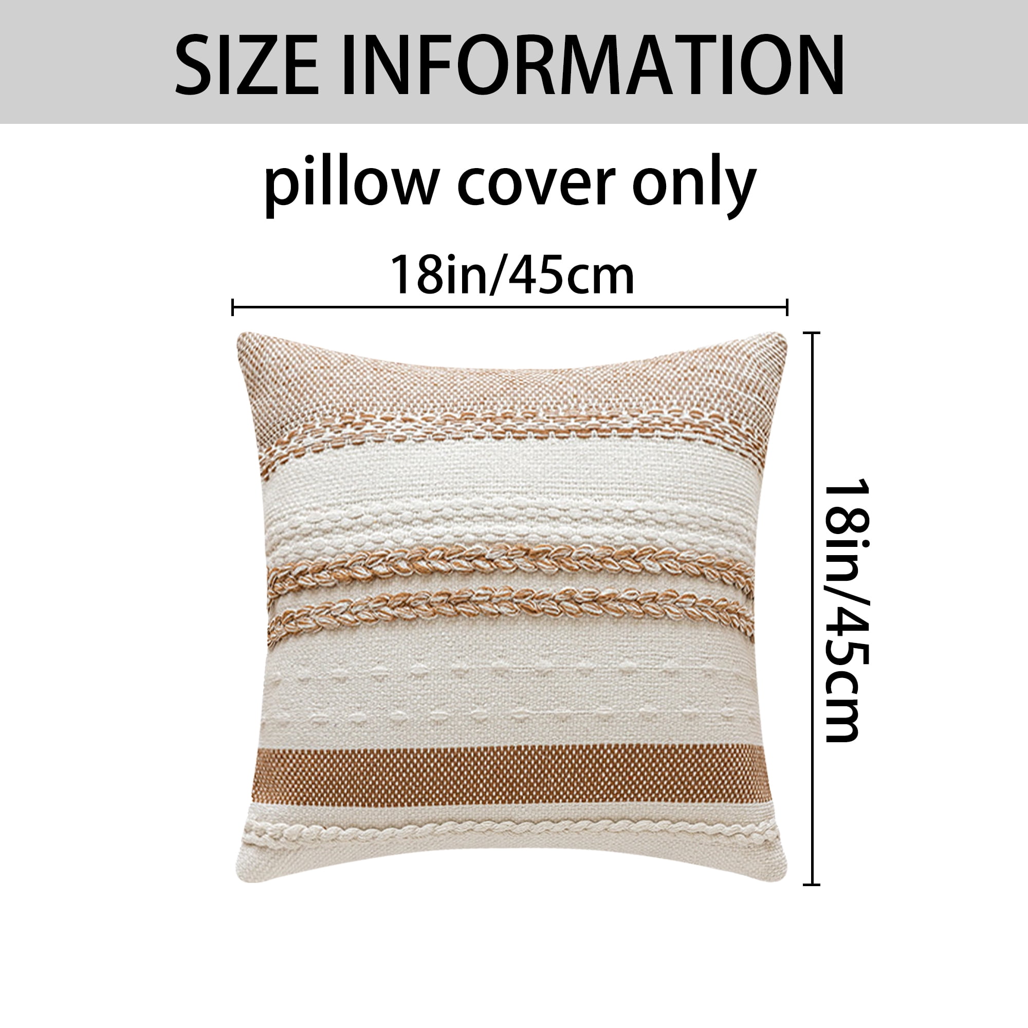 Unique Bargains Striped Decorative Throw Pillow Covers Pack of 1 Brown 18" x 18"