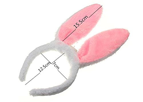 Flashing Light Up Easter White Pink Bunny Ears Headband Rabbit Costume  Accessory