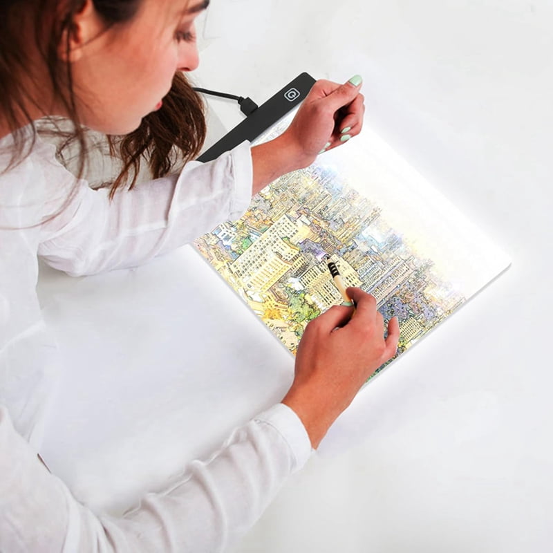 4X A4 LED Light Board, 3 Level Dimmable Brightness USB Power Crafts Light Table for Tracing, Light Drawing Sketch Pad