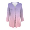 thumbnail image 4 of Women's Mid-Length Gradient Color Cardigan, Open Front Button Down Knit Sweater, Lightweight Longline Cover Up, Casual Duster Coat, Tunic Length Layering Piece Pink1 L, 4 of 6