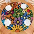 thumbnail image 2 of Pioneer Flower Floral Print Pattern Round Fitted Tablecloth with Elastic Edge,Dining Table Cover Waterproof,Outdoor Round Tablecloth for Camping,Dining,Indoor and Outdoor, 2 of 7
