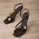 thumbnail image 4 of Correas de Tacón para Tacones Altos Mujeres Patente Diapositivas Hebilla Envolvente Floral Diamante Embellecido Esbelto Tacones Altos Vestido Sandalias, 4 of 9