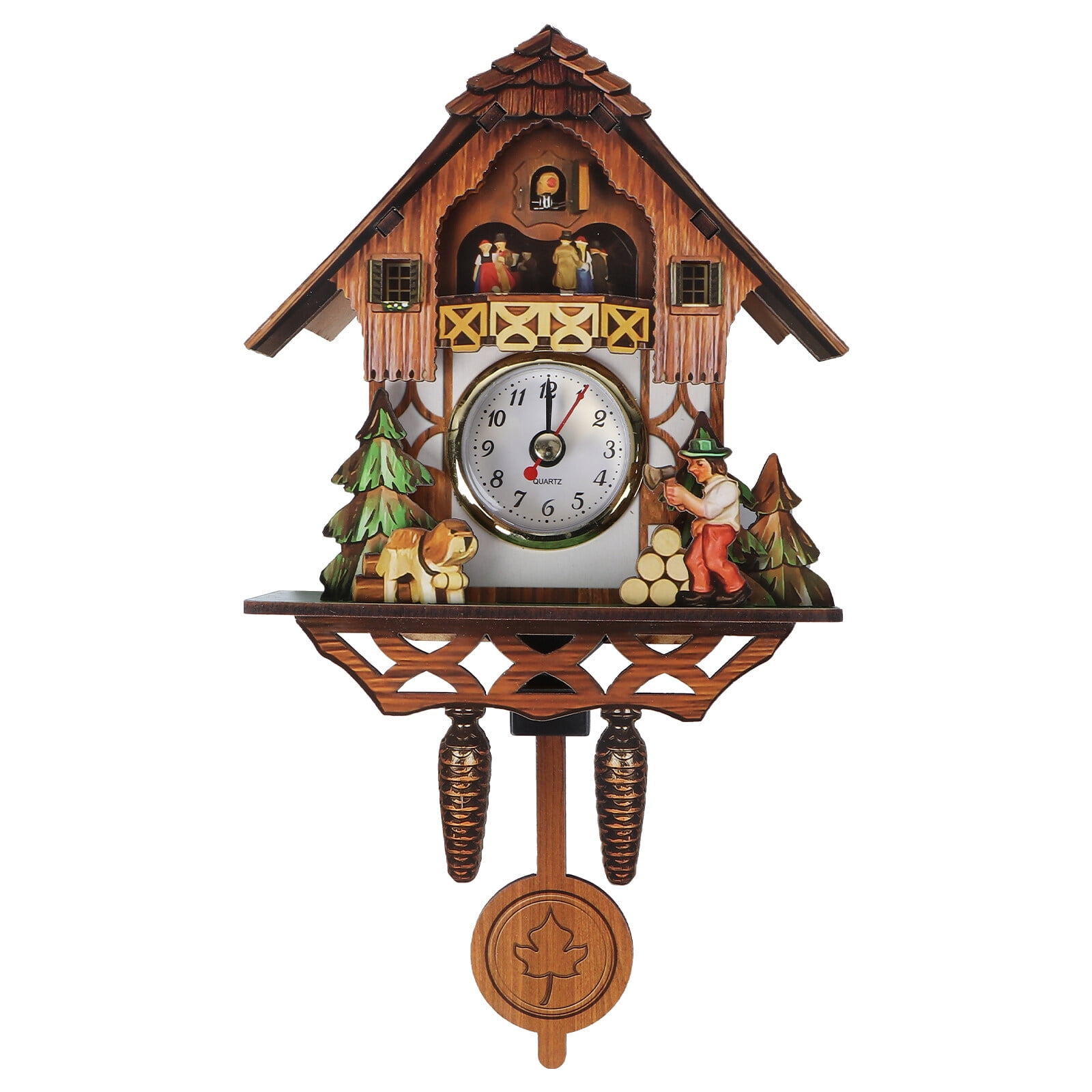 Clock Wall Cuckoo Wood Decorative Swinging Vintage Pendulum Hanging