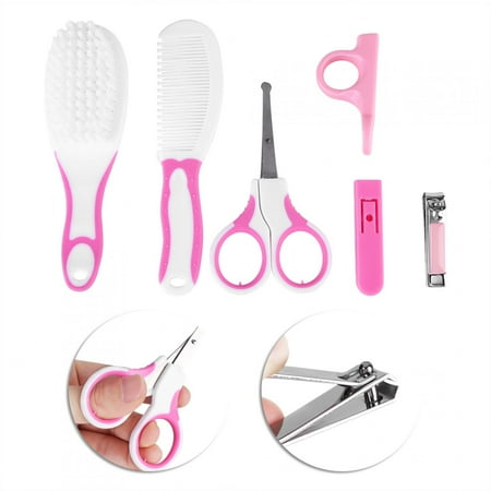 Yosoo 6pcs Convenient Daily Baby Nail Clipper Scissors Hair Brush Comb Manicure Care Kit Salon Grooming