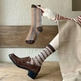thumbnail image 5 of Zhengup Women's 5 Pairs Vintage Pattern Cotton Socks Fairycore Plaid Crew Socks Aesthetic Long Socks Preppy Ankle Socks, 5 of 5