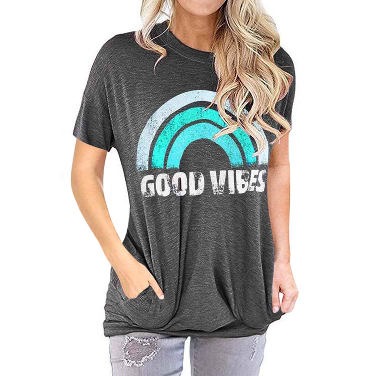 Good Vibes Graphic Tee Shirt for Women 