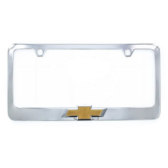 3D Chevy Gold Bowtie Chrome Metal License Plate Frame Holder wide bottom