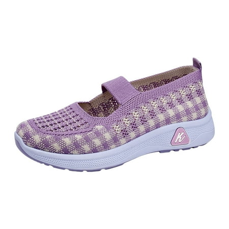 Fauean Sneakers for Women Breathable and Comfortable Slip on Shoes Lightweight Daily Wear Purple Size 36