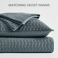 thumbnail image 5 of EVERGRACE Luxury Velvet Quilt Bedding Set Full Queen Size 3 Pieces with Pillow Shams, Soft Cross-Stitch Velvet Comforter Set, Lightweight Coverlet Bedspread for All Seasons, Stormy Blue, 5 of 8