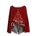 thumbnail image 2 of Women's Round Neck Lightweight Sweater Casual Long Sleeve Christmas Print Knit Pullover for Fall and Winter, Merry Christmas Design, Cozy and Festive, Christmas Sweaters for Women ,Deep Red,S, 2 of 5