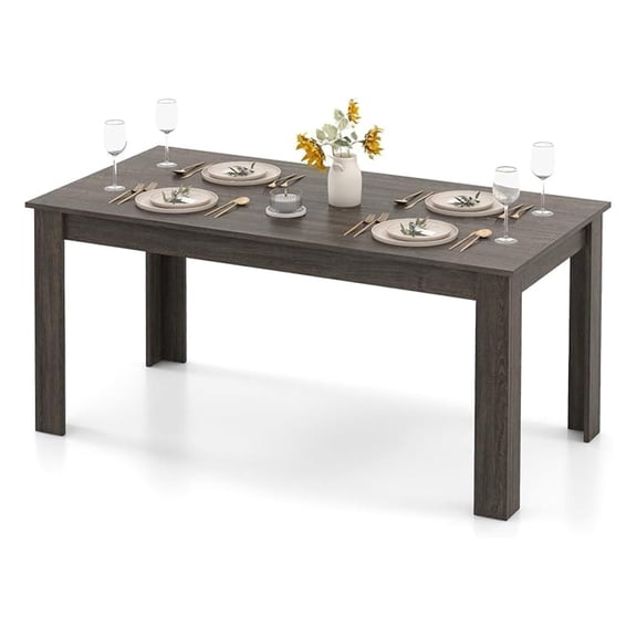 63“ Large Dining Table for 4-6 People, Rectangular Dining Room Table, Wooden Kitchen Table with L-Shaped Legs, Modern Farmhouse Dinette Table for Restaurant, Living Room, Family