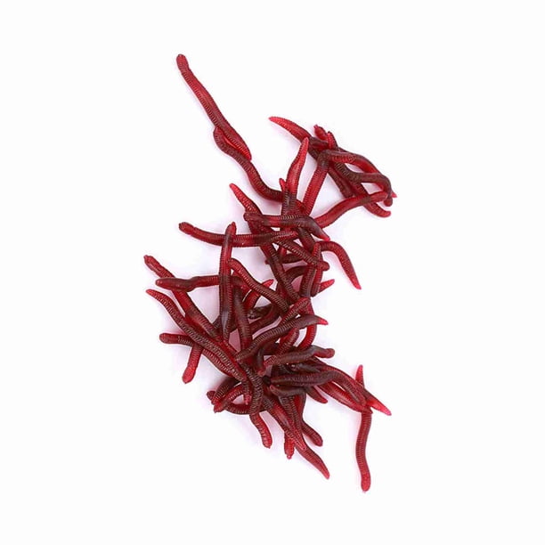 Señuelo De Pesca De Lombriz Roja Suave, 50 Uds., Para Carpa Y Lubina, Adecuado Para Pesca En Mar