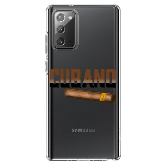 DistinctInk Clear Shockproof Hybrid Case for Galaxy Note 20 ULTRA (6.9" Screen) - TPU Bumper Acrylic Back Tempered Glass Screen Protector - Cubano. Cigars