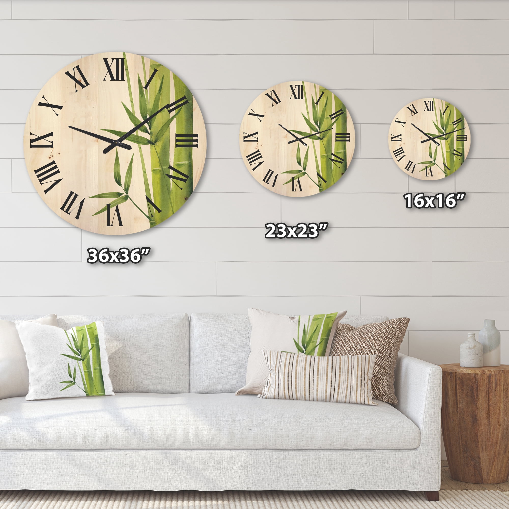 Designart 'The Forest of Bamboo Branches V' Tropical Wood Wall Clock