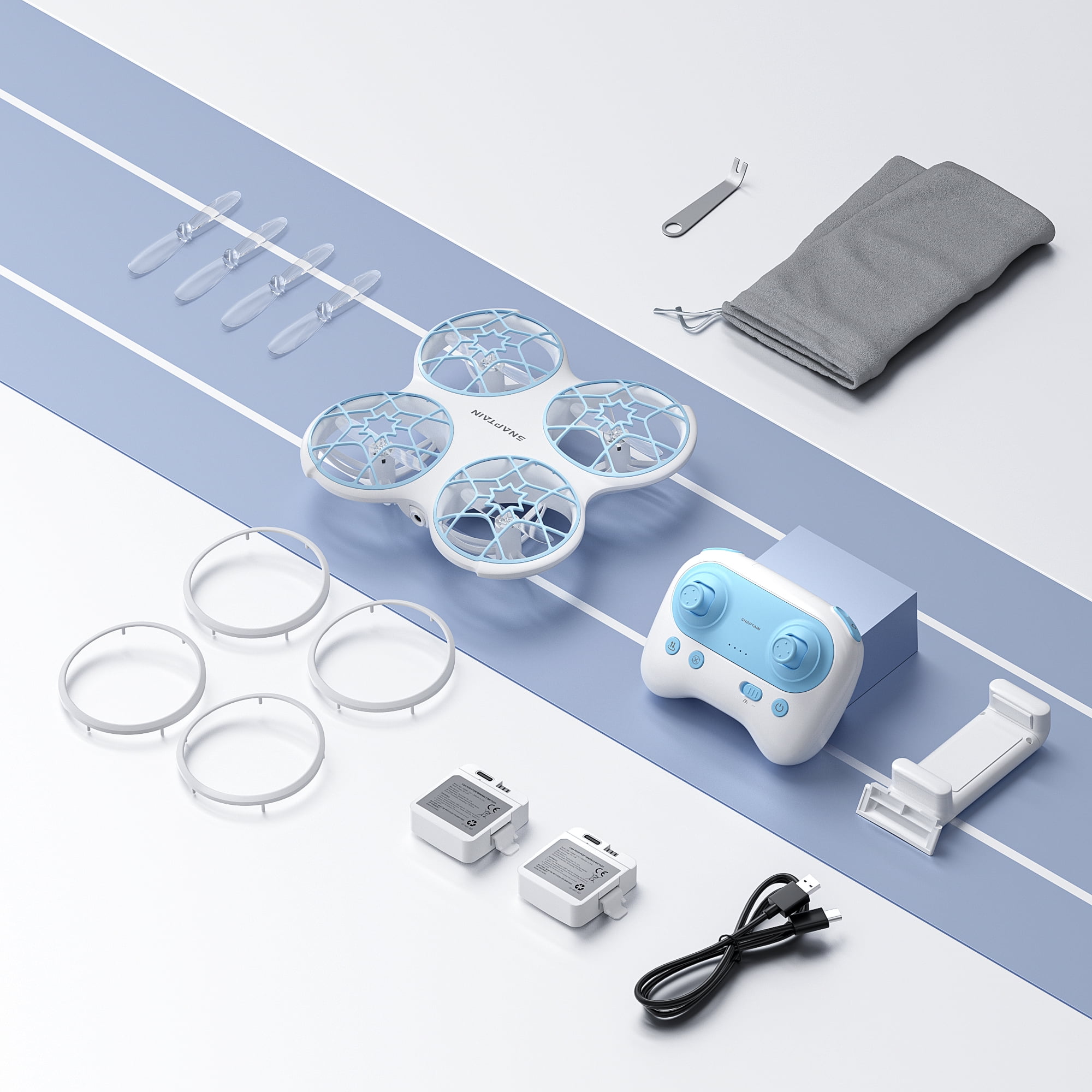 Snaptain K30 Drones with Camera for Kids 720P, FPV RC Drones with RGB Light, 2 Batteries, White