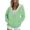 thumbnail image 2 of Women's Plush Lined Zip Up Hoodie, Thick Fleece Hooded Jacket, Winter Warm Pullover, Casual Long Sleeve Outerwear, Soft Cozy Sweatshirt, Cold Weather Hoodie with Pockets Light Green XL, 2 of 4