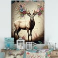 thumbnail image 2 of Designart Caribou With Blooming Antlers Canvas Wall Art, 2 of 5