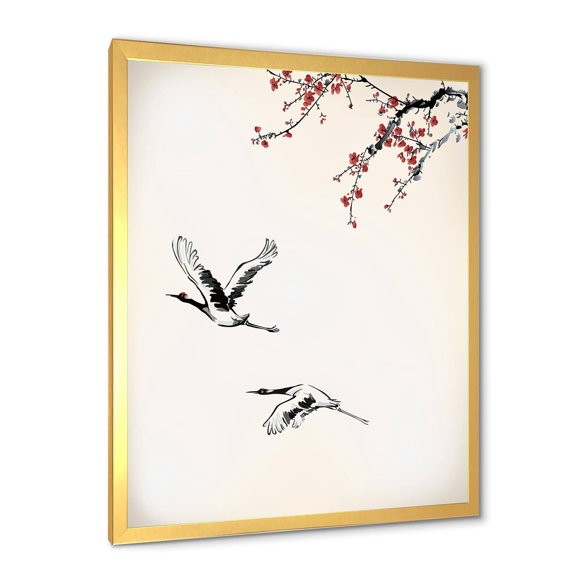 Designart 'Flying Two Sweet Winter Birds' Traditional Framed Art Print