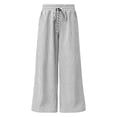 thumbnail image 3 of Womens Wide Leg Pants Plus Size New Women’s Striped Wide Leg Pants Elastic Waist Drawstring Palazzo Pants Loose Beach Vacation Pocket Casual Trousers, 3 of 9