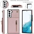 thumbnail image 2 of Crossbody Women Wallet Case for Samsung Galaxy S21+ Plus (Not S21) with Card Holder, Removable Lanyard Strap Purse Cover for Samsung Galaxy S21 Plus Zipper Phone Case Rose Gold, 2 of 18