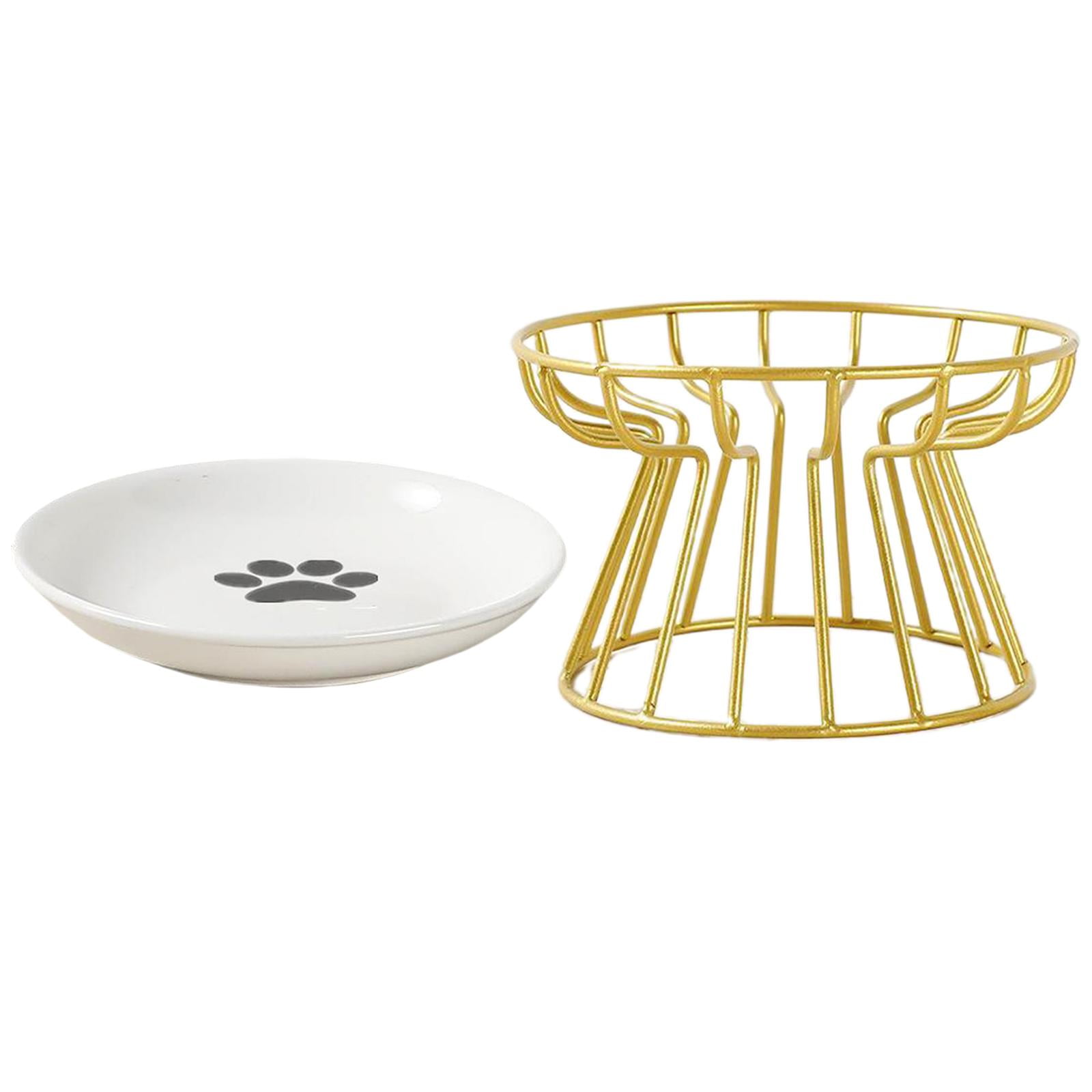 Fzaqwen Ceramic Pet Bowl Food Water & Treats for Cats & Dogs Non-slip Cat Bowls Pet Food Water Bowl Pet Supplies Golden