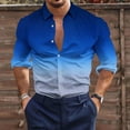 thumbnail image 2 of IROINNID Long Sleeve Shirts for Men Leisure Gradient Shirt 3D Non Positioning Printed Shirt Hawaiian Beach Regular Shirt Top Blouse Deals,Blue, 2 of 5