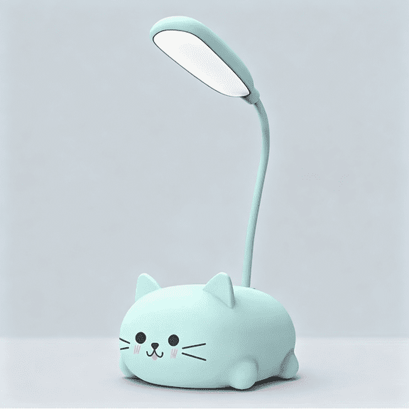 HIBIBUD Led Desk Lamp for Kids,Cute Cat Lamp Usb Rechargeable Reading Light Portable Led Table Light,Flexible Gooseneck Eye-Care Cartoons Small Desk Lamp Girls Gifts (Blue)