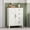 Rustic White, variant on LEDREM Farmhouse Storage Cabinet with 4 Drawers and Adjustable Shelf, Barn Door Floor Cabinet for Bathroom and Living Room, Honey Brown