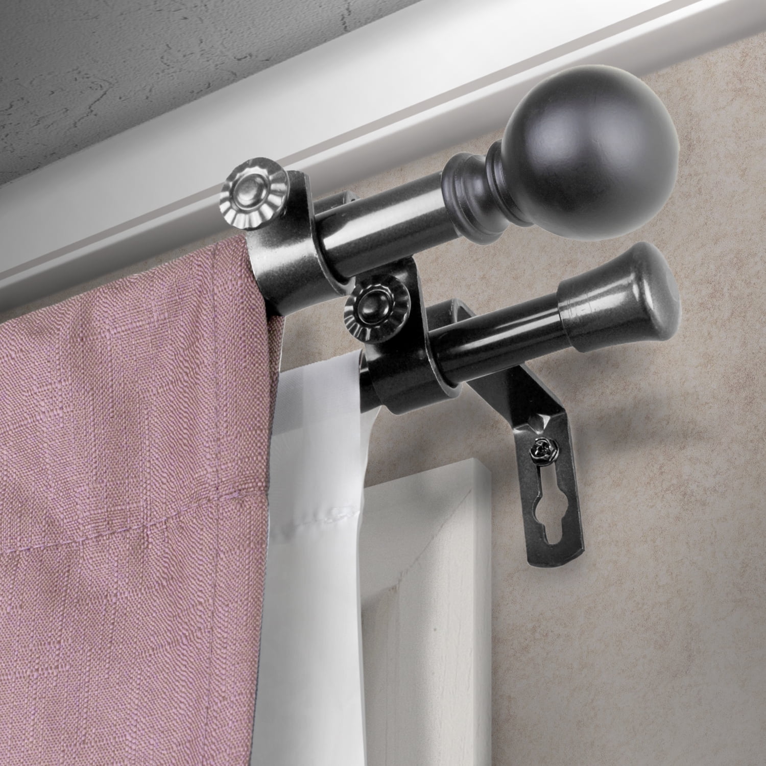5/8" Adjustable 84 -120" Jayden Double Curtain Rod - Black