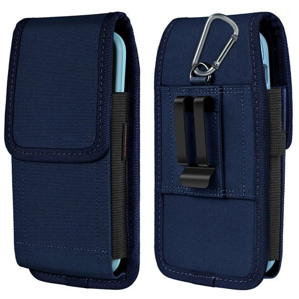 Funda para teléfono ACCKUO con clip para cinturón, cierre magnético en L, azul