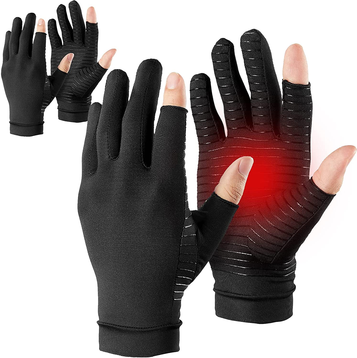 2 Pair Copper Arthritis Compression Gloves Copper Full Finger Infused