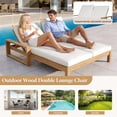 thumbnail image 5 of Light Teak Outdoor Double Chaise Lounge, 5-Position Adjustable Patio Chair with Removable Beige Cushions, 5 of 27