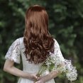 thumbnail image 1 of XIAQUJ Long Curly Lace Wig Natural Long Wig Synthetic Light Brown Middle Parting Wavy Hair Women Wig 65cm Wig Brown, 1 of 3