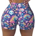 thumbnail image 2 of Fotbe mushroom Skull rainbow color Shorts Sin Costuras – Shorts Deportivos de Cintura Alta para Mujer, Elásticos para Gimnasio, Yoga, Running o Ciclismo-X-Large, 2 of 8