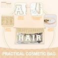 thumbnail image 3 of Clear Makeup Letter Patch Makeup Bag SPF Pouch, Boho Clear Toiletry Bag Travel Preppy Small Cute Stadium Letter Cosmetic Zipper Pouch Purse,Transparent Waterproof Beige Beach Makeup Pouch Clutch(HAIR), 3 of 7