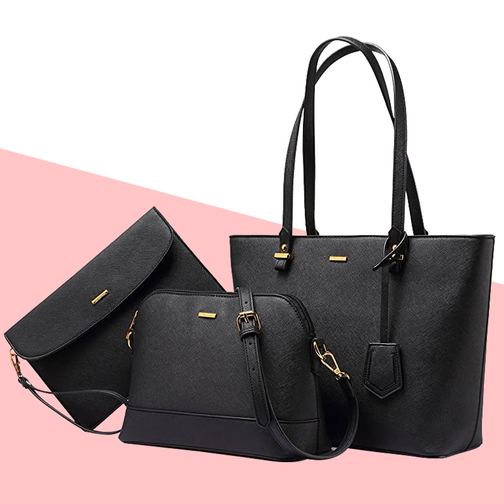 QGT Bag PU Leather Single Shoulder Bag Ladies Handbag Color : Black, Size : OneSize 