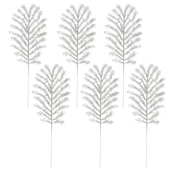 Frcolor Christmas Pine Picks Leaf Tree Floral Wreath Glitter Artificial Leaves Green Branches Stem Filler Bouquet Diy Plants