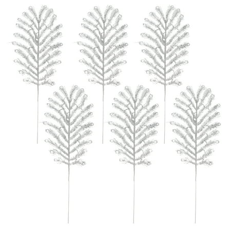 

6pcs Creative and Novel Christmas DIY Artificial Simulated Meranti Tail DIY Craft Decoration for Gift (Silver)