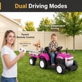 thumbnail image 7 of Funcid 24 Volt Ride on Toys with Remote, 5 AH Electric Ride on Vehicles for Kids, 240W Ride on Tractor, Power Car Wheels w/ Detachable Trailer, Bluetooth, Music, Taillight & Light Switch, Pink, 7 of 7