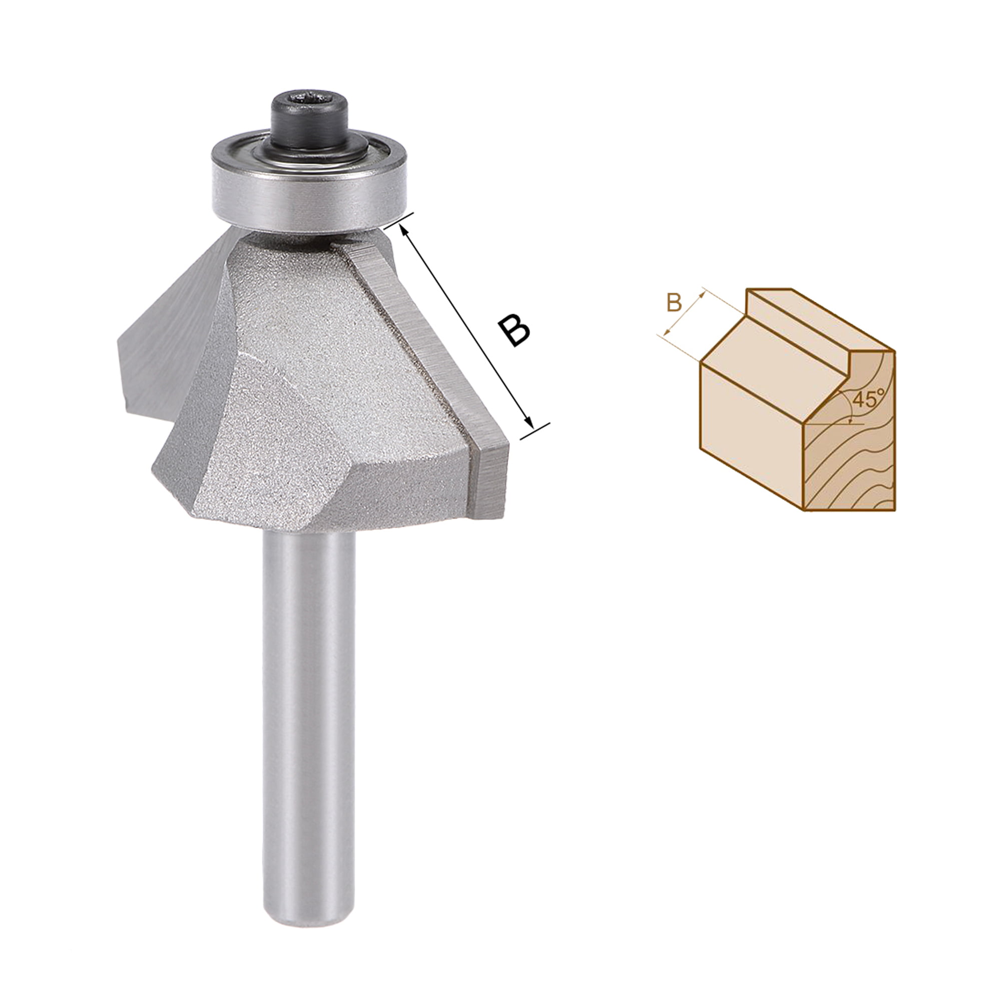 uxcell 5//8 inches Cut Length 1//4 inches Shank 45 DegreeChamfer Router Bit