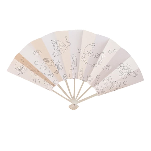 Papel de mano, abanico plegable, abanico plegable de bambú, abanico plegable en blanco mundo submarino
