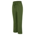 thumbnail image 5 of Solid Straight Linen Pants Waist and Long Women Casual Elastic Drawstring Cotton Pants, 5 of 6