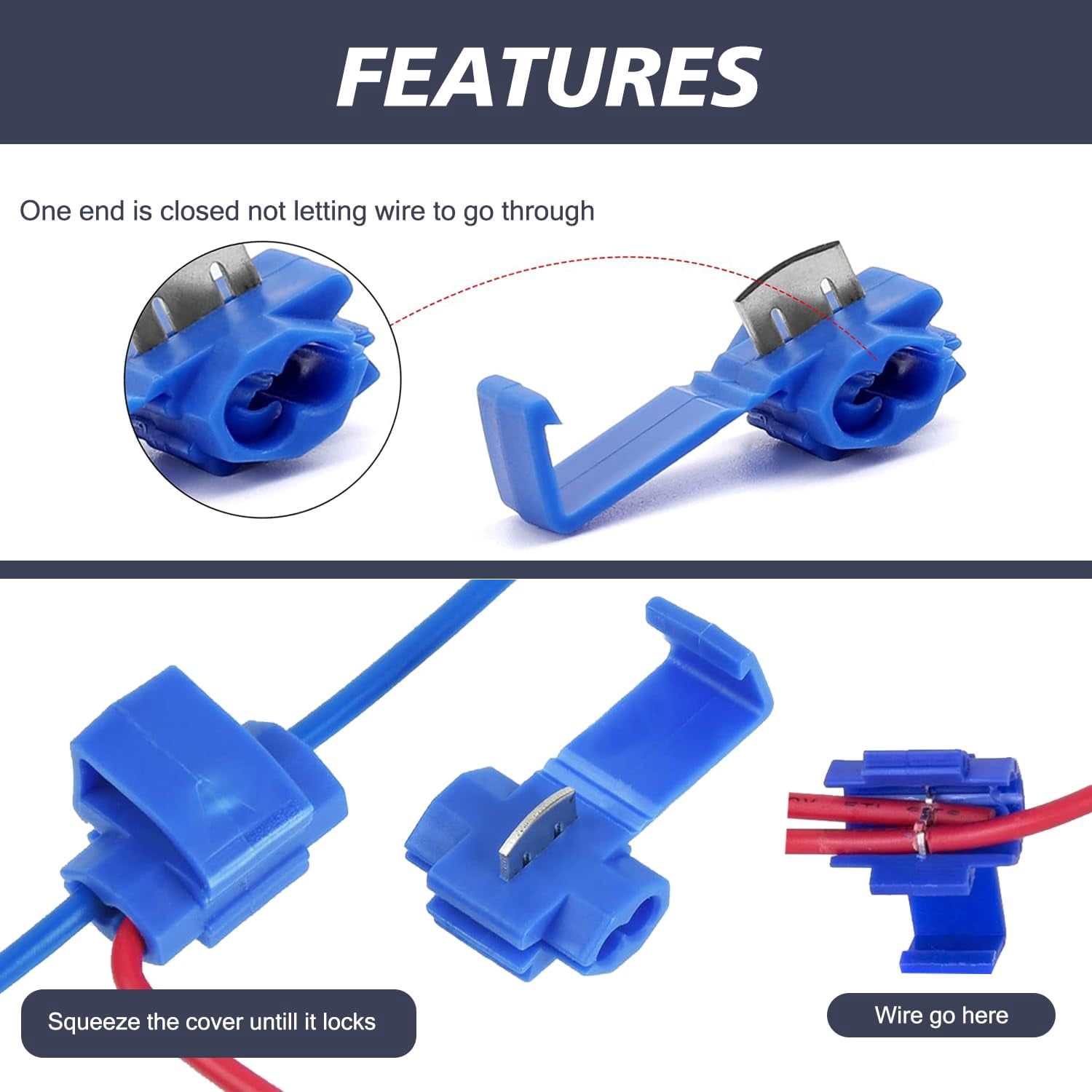 140 quick connect terminals lead-free sleeve, suitable for 22-18,16-14,12-10 gauge non-solder sleeve kit red blue yellow terminal electrical / certified self-peeling cable connector terminal crimp