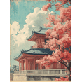 thumbnail image 1 of Qisvanset Framed Canvas Wall Art 12x16 Inch Osaka Tennoji Temple Ukiyo-E Japanese Vintage Art, 1 of 5
