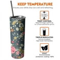 thumbnail image 7 of Flower Tumbler 20 Oz Travel Coffee Mug Floral Print Skinny Tumblers with Lid and Straw Stainless Steel Insulated Coffee Cups Gift for Flower Lover, 7 of 7