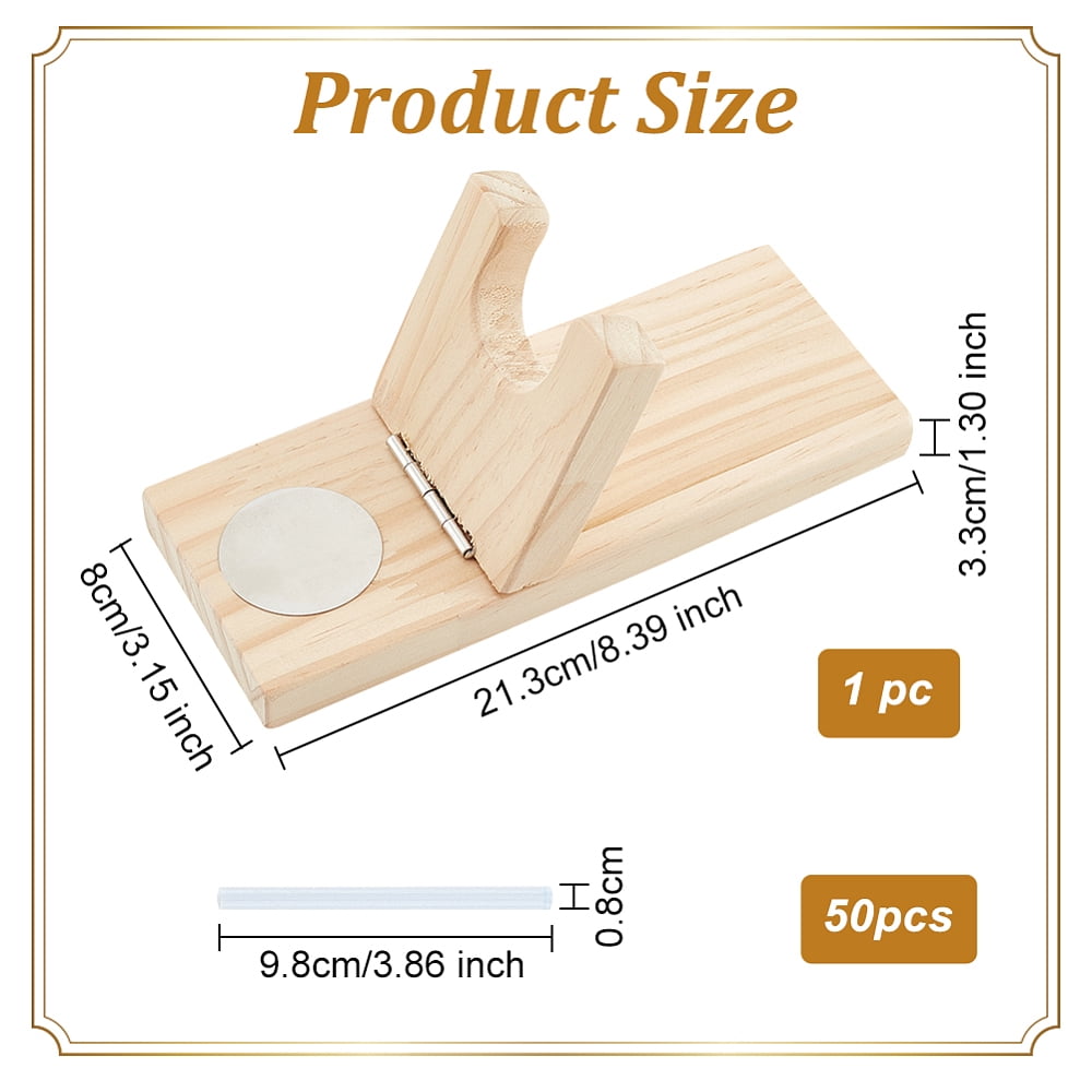 Glue Tool Sets Including Hot Melt Resin Glue Sticks and Wooden Hot Glue Holder Mixed Color Glue Stick: 9.8x0.8cm 50pcs