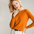 thumbnail image 4 of Women's 100% Merino Wool 2024 Fall Winter First-Line Ready to Wear Long Sleeve Seamless Knit Crewneck Sweater Ginger L, 4 of 9