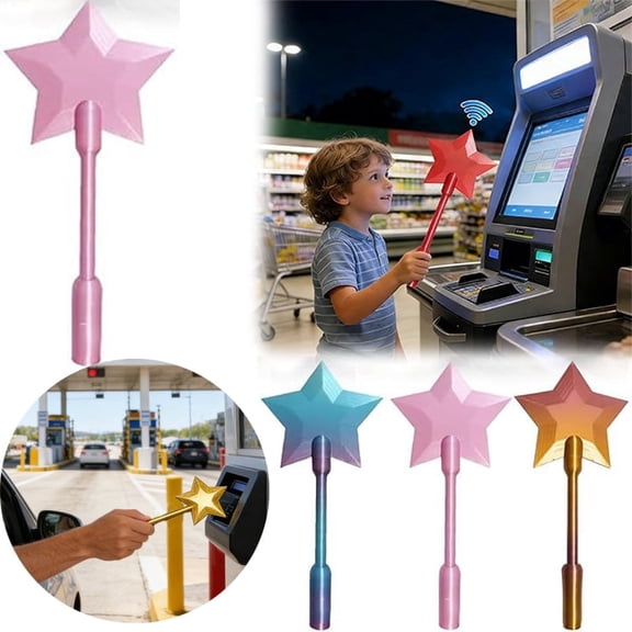 Magic Wand Credit Card Holder, Fairy Wand Tap To Pay Card Holder, for Contactless Card Payment, with Hidden Slot,Pink