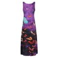 thumbnail image 3 of Daeful Maxi Robe Sans Manches Swing Vest Col Carré Femmes Décontracté en Vrac Floral Print Sundress 14 Violet 3XL, 3 of 9