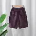 thumbnail image 6 of IVEYRTF Boys Casual Cargo Shorts Solid Color Lightweight Summer Wear Elastic Waist Loose Fit Comfort Play Shorts(Purple,13-14 Years), 6 of 6